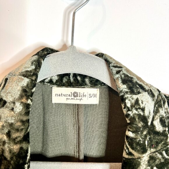 Natural Life Lennon Long Velvet Duster in Olive Green Witchy Whimsigoth Open S/M - Picture 3 of 5